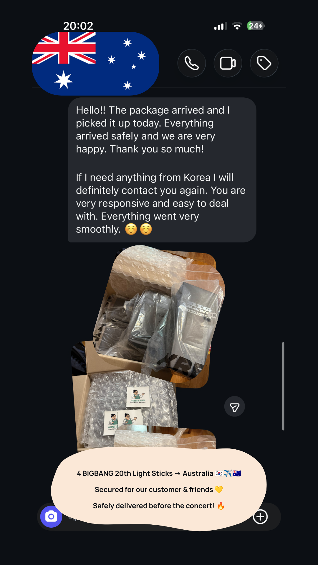 BIGBANG 20th Anniversary Light Sticks to Australia | Customer Review